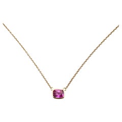 1.03 Carat Sapphire Pink Cushion &Fashion Necklaces Berberyn Certified In 14K RG