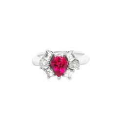 1.03 Carat Shield-Cut Ruby Diamond Platinum Ring, GIA Certified