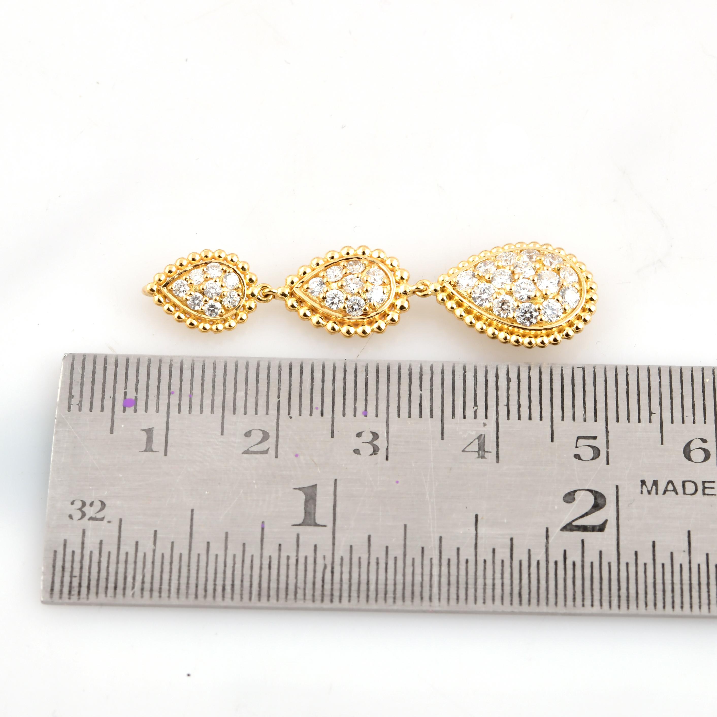 Round Cut 1.03 Carat SI Clarity HI Color Diamond Drop Pendant 18 Karat Yellow Gold Jewelry For Sale