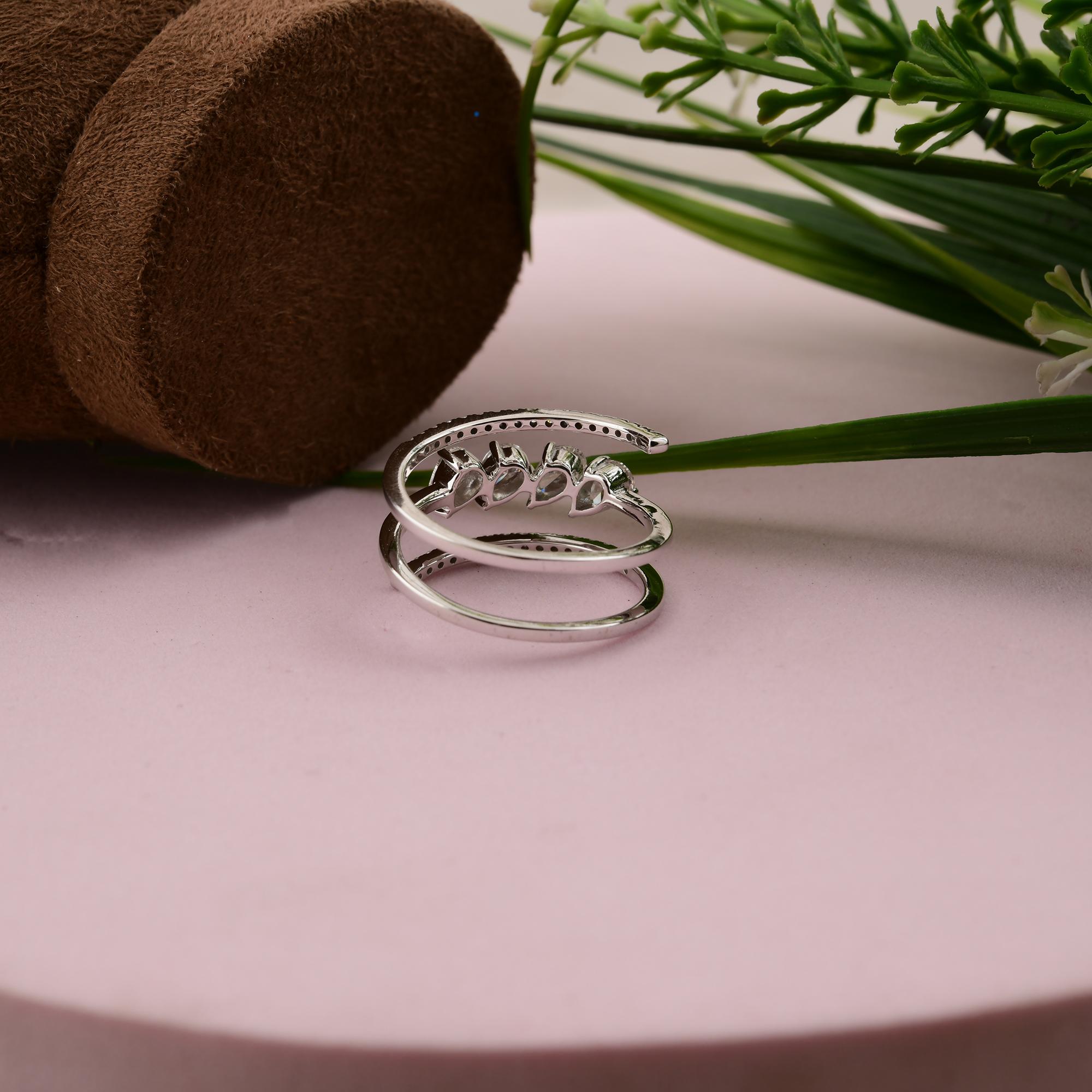 in vendita:  1,03 carati SI Clarity HI Color Anello con diamante naturale a spirale in oro bianco 14 carati 10