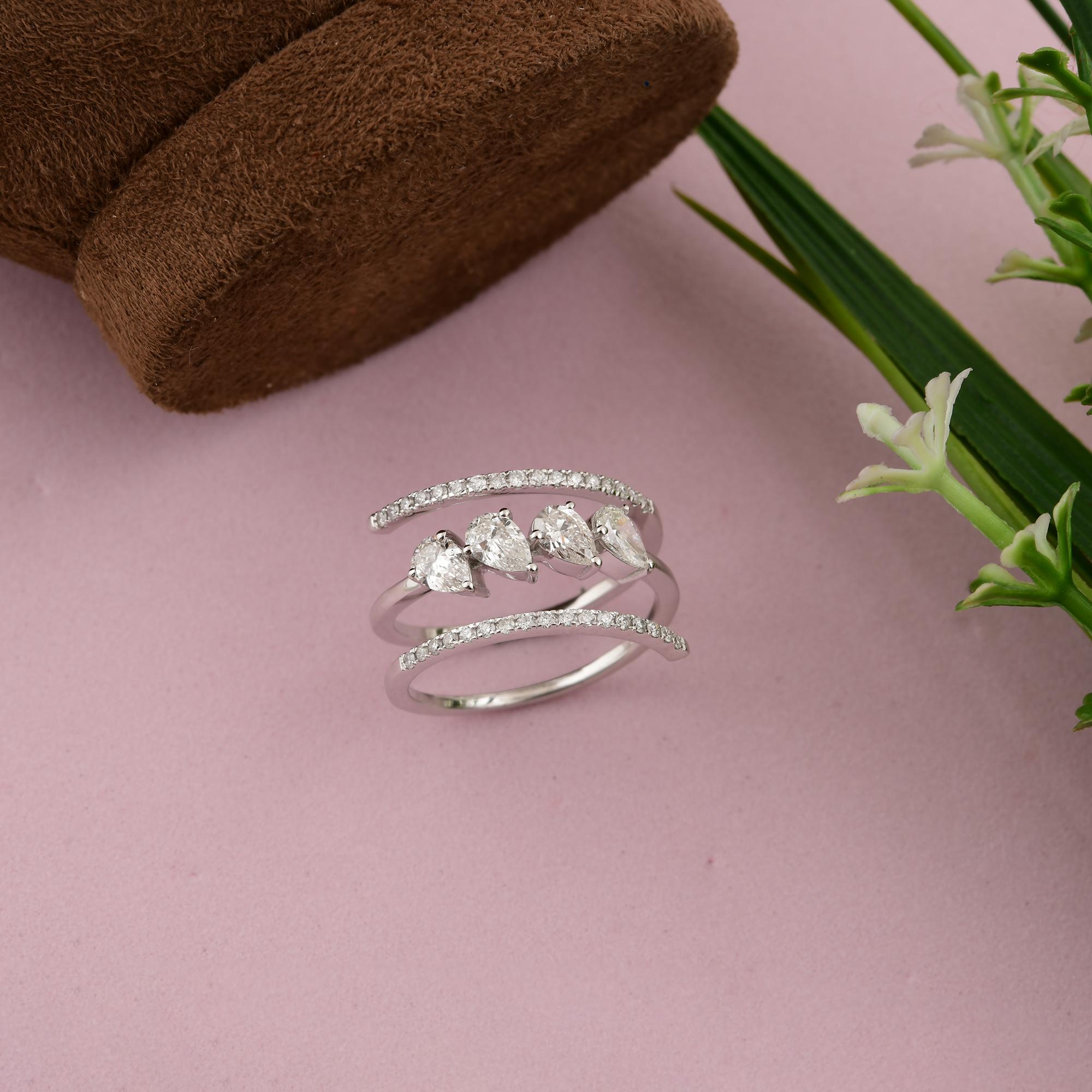 in vendita:  1,03 carati SI Clarity HI Color Anello con diamante naturale a spirale in oro bianco 14 carati 11