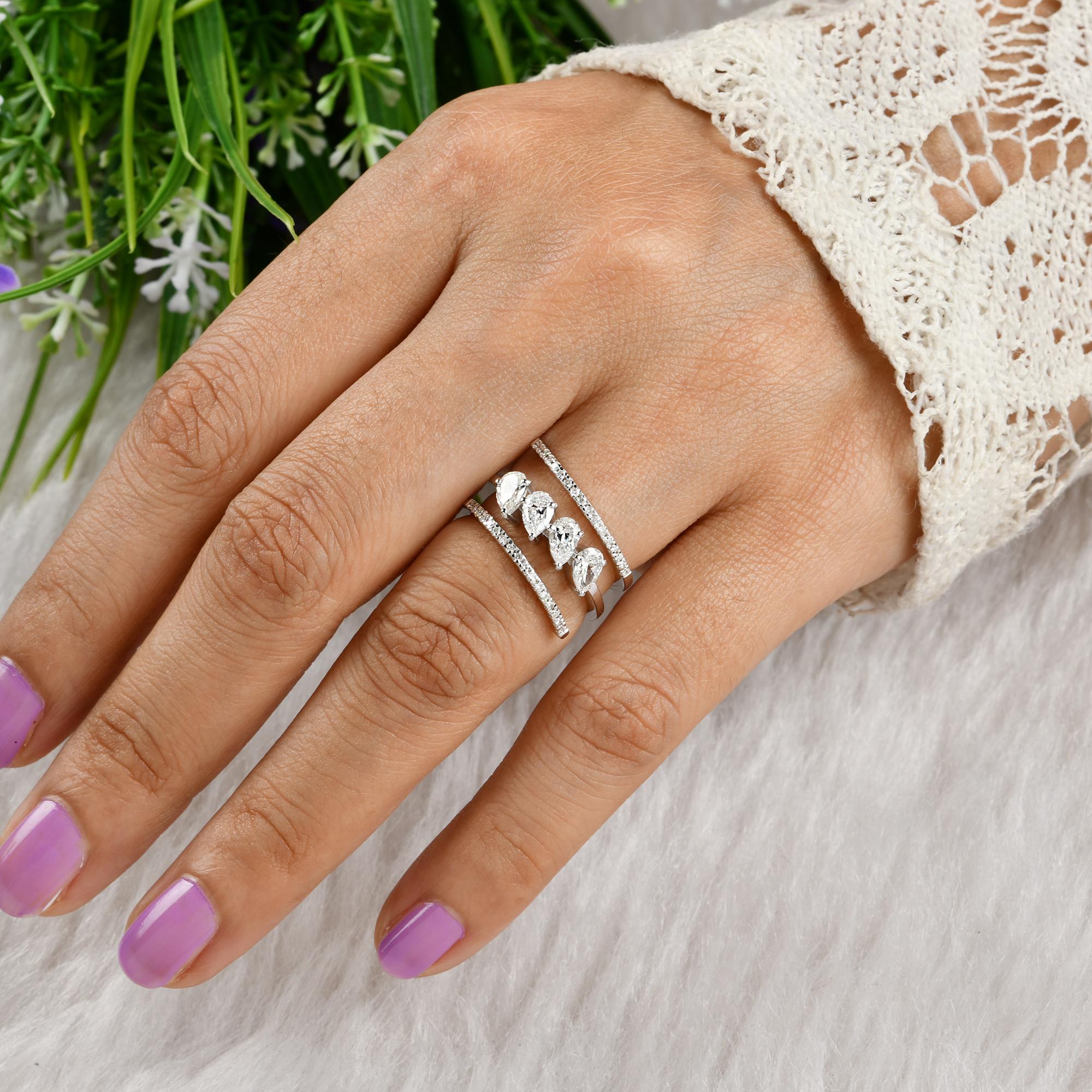 in vendita:  1,03 carati SI Clarity HI Color Anello con diamante naturale a spirale in oro bianco 14 carati 13