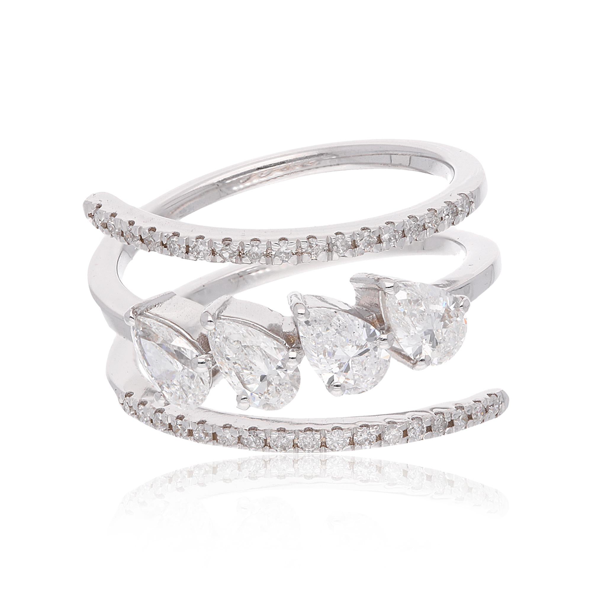 in vendita:  1,03 carati SI Clarity HI Color Anello con diamante naturale a spirale in oro bianco 14 carati 16