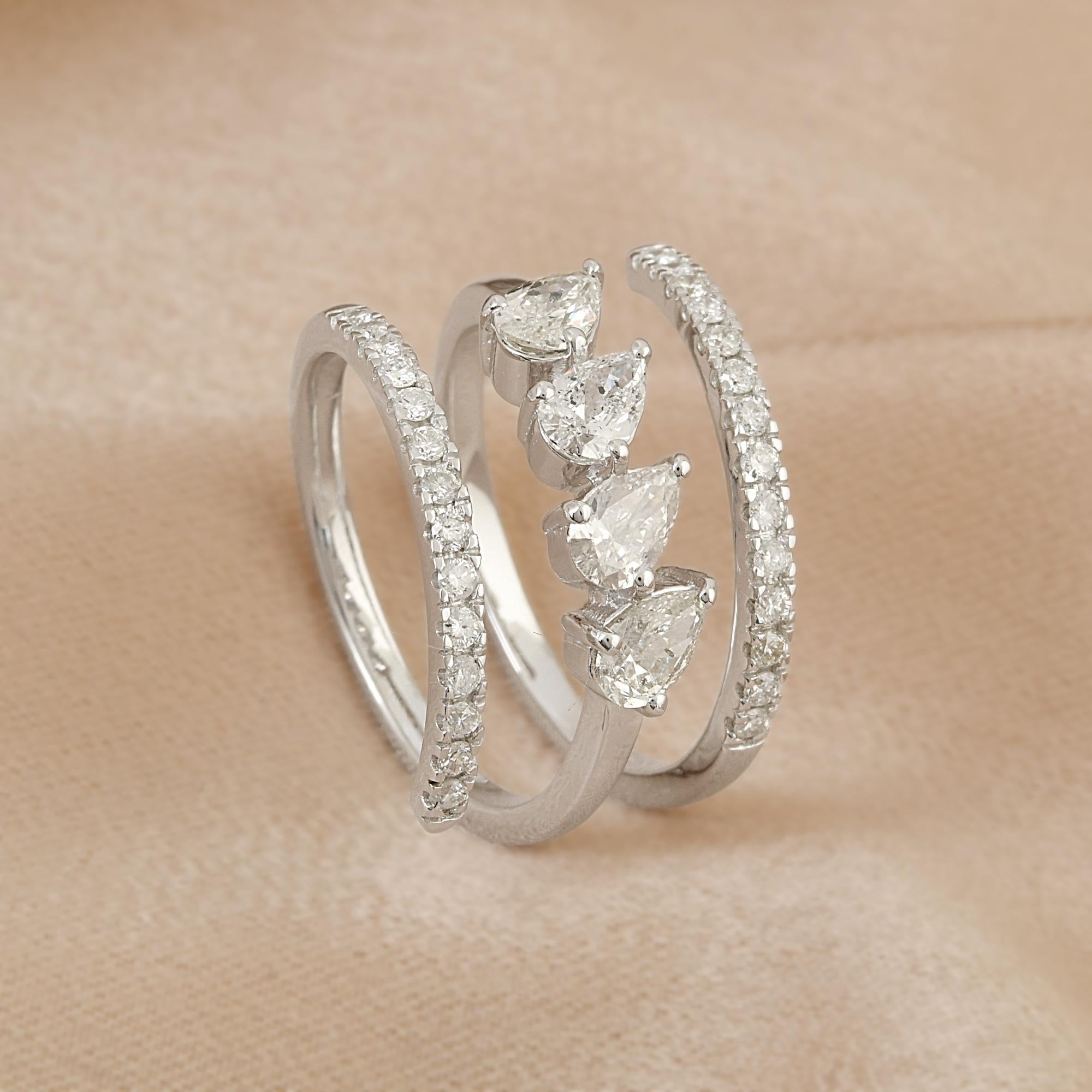 in vendita:  1,03 carati SI Clarity HI Color Anello con diamante naturale a spirale in oro bianco 14 carati 4