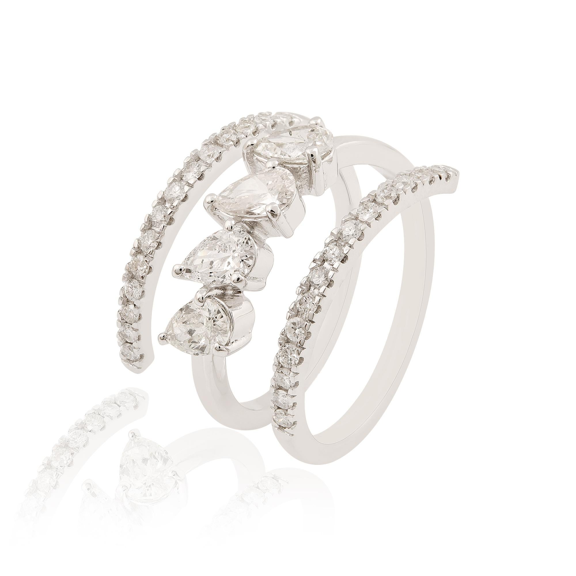 in vendita:  1,03 carati SI Clarity HI Color Anello con diamante naturale a spirale in oro bianco 14 carati 5