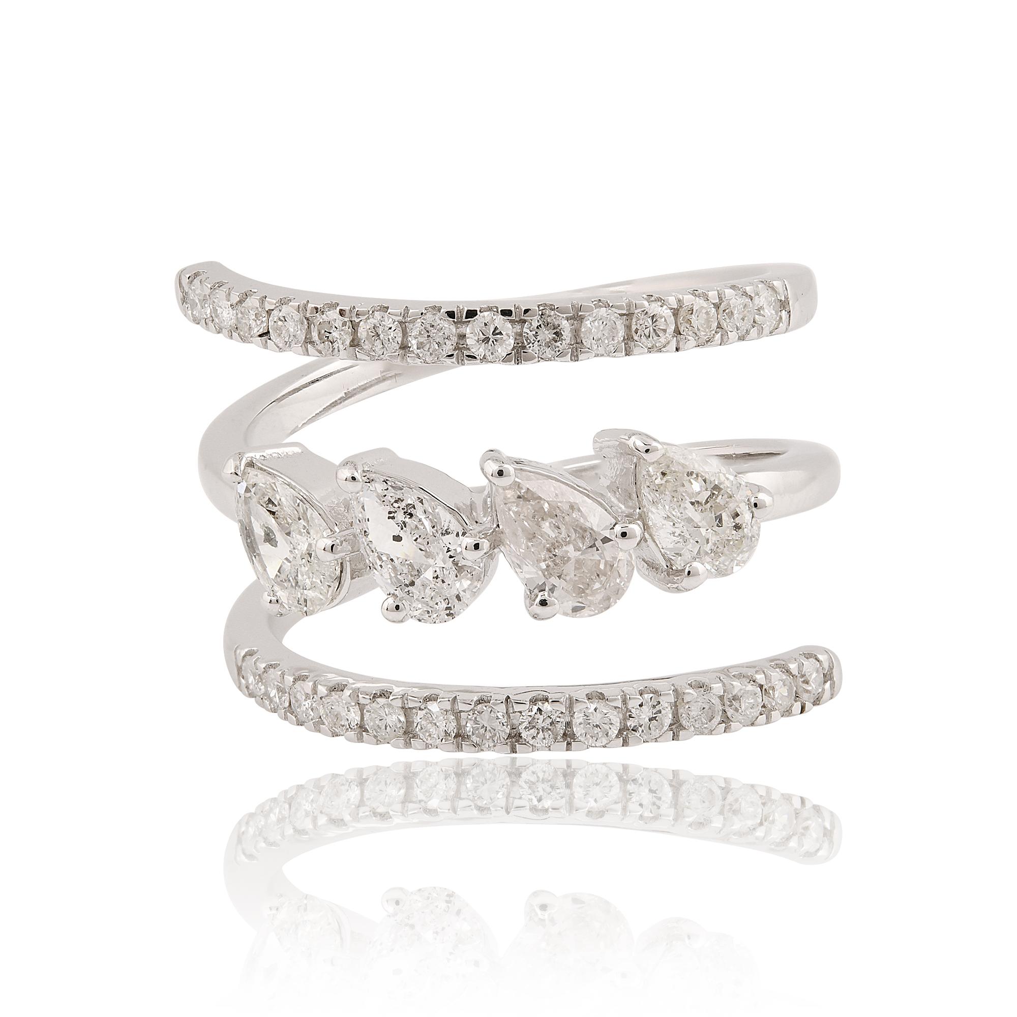 in vendita:  1,03 carati SI Clarity HI Color Anello con diamante naturale a spirale in oro bianco 14 carati 7