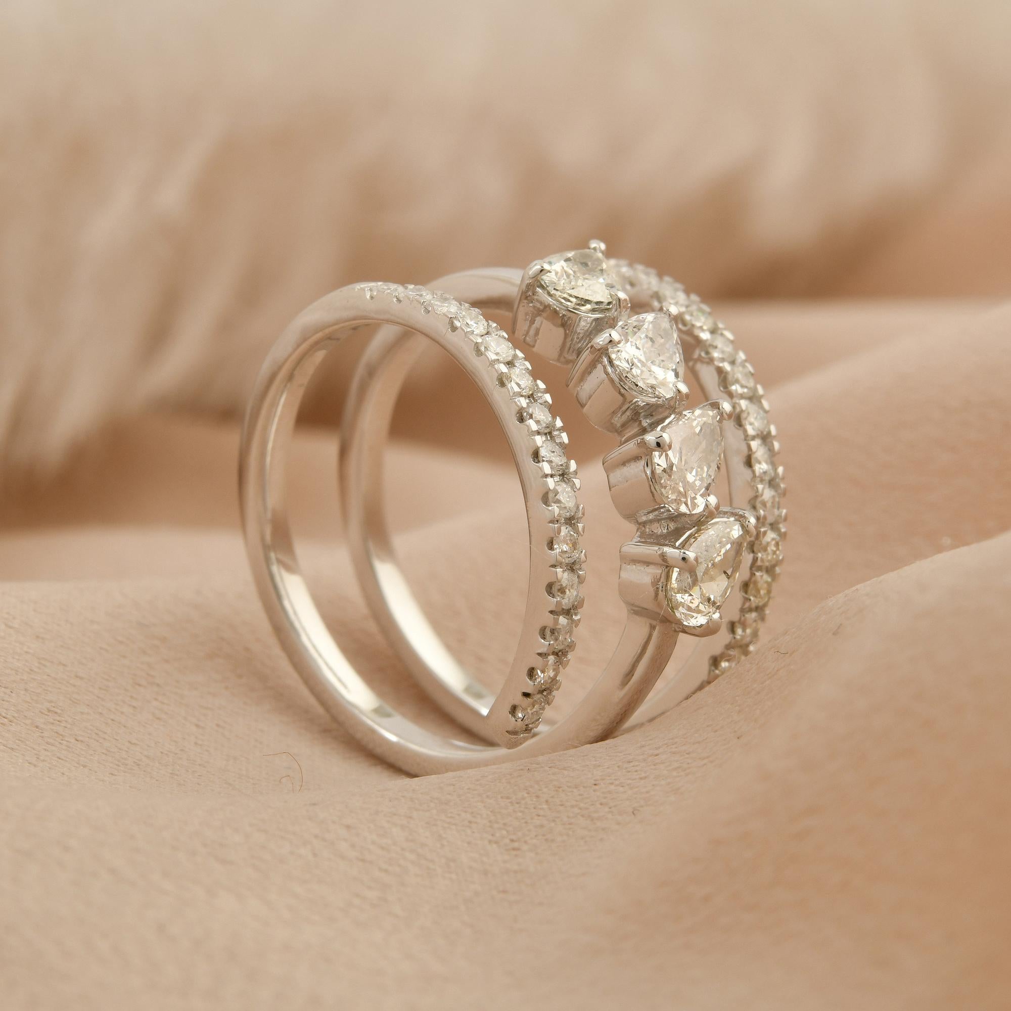 in vendita:  1,03 carati SI Clarity HI Color Anello con diamante naturale a spirale in oro bianco 14 carati 8