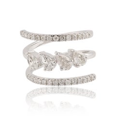 1,03 carati SI Clarity HI Color Anello con diamante naturale a spirale in oro bianco 14 carati