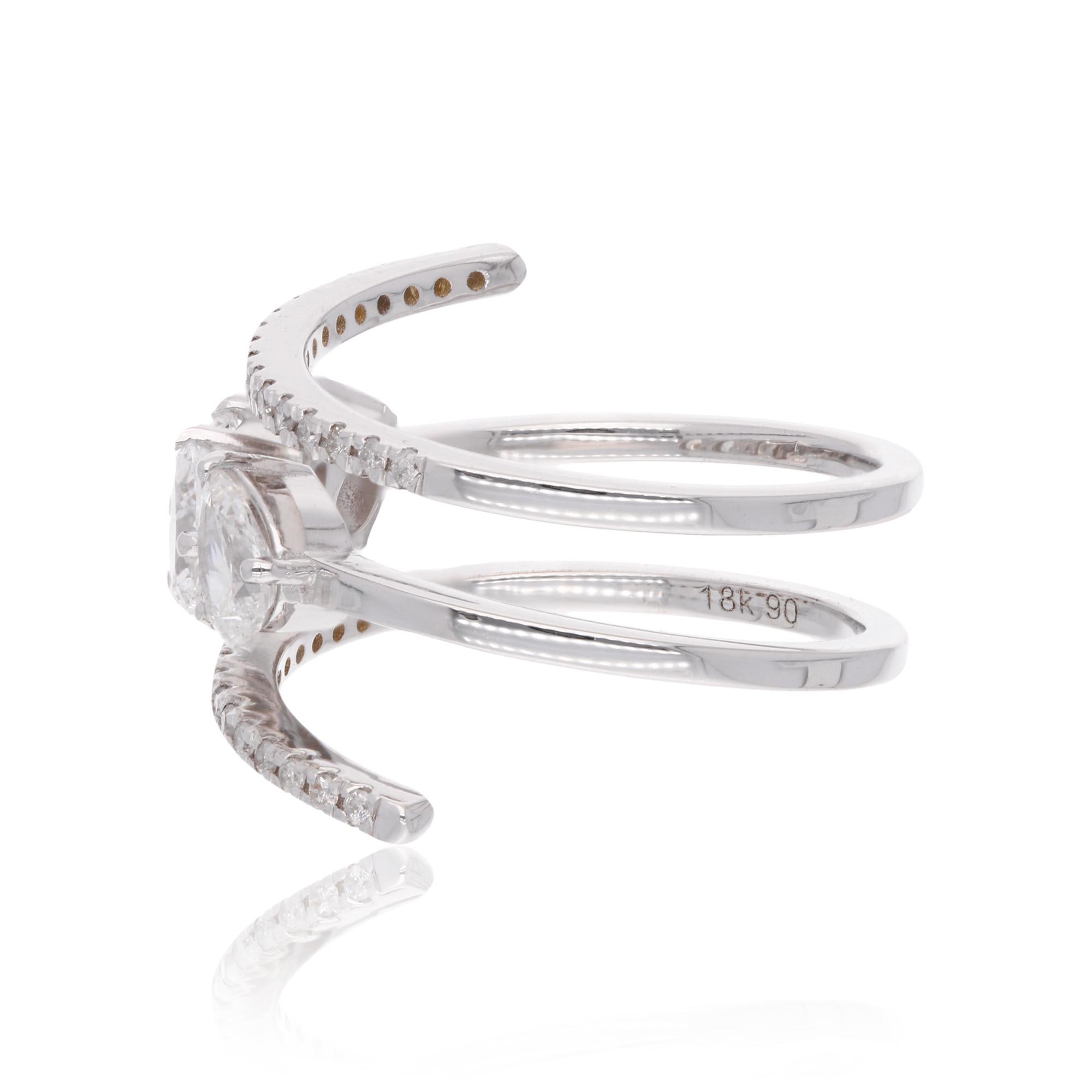 in vendita:  Anello a spirale con diamante naturale da 1,03 carati SI Clarity HI Color Oro bianco 18 carati 10