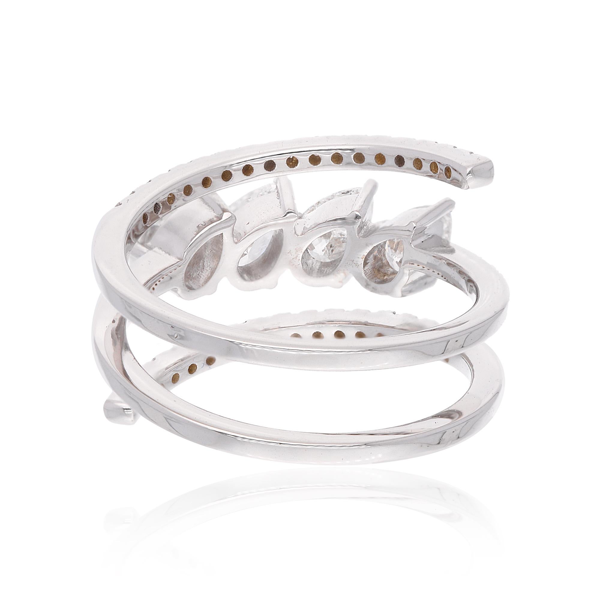 in vendita:  Anello a spirale con diamante naturale da 1,03 carati SI Clarity HI Color Oro bianco 18 carati 11