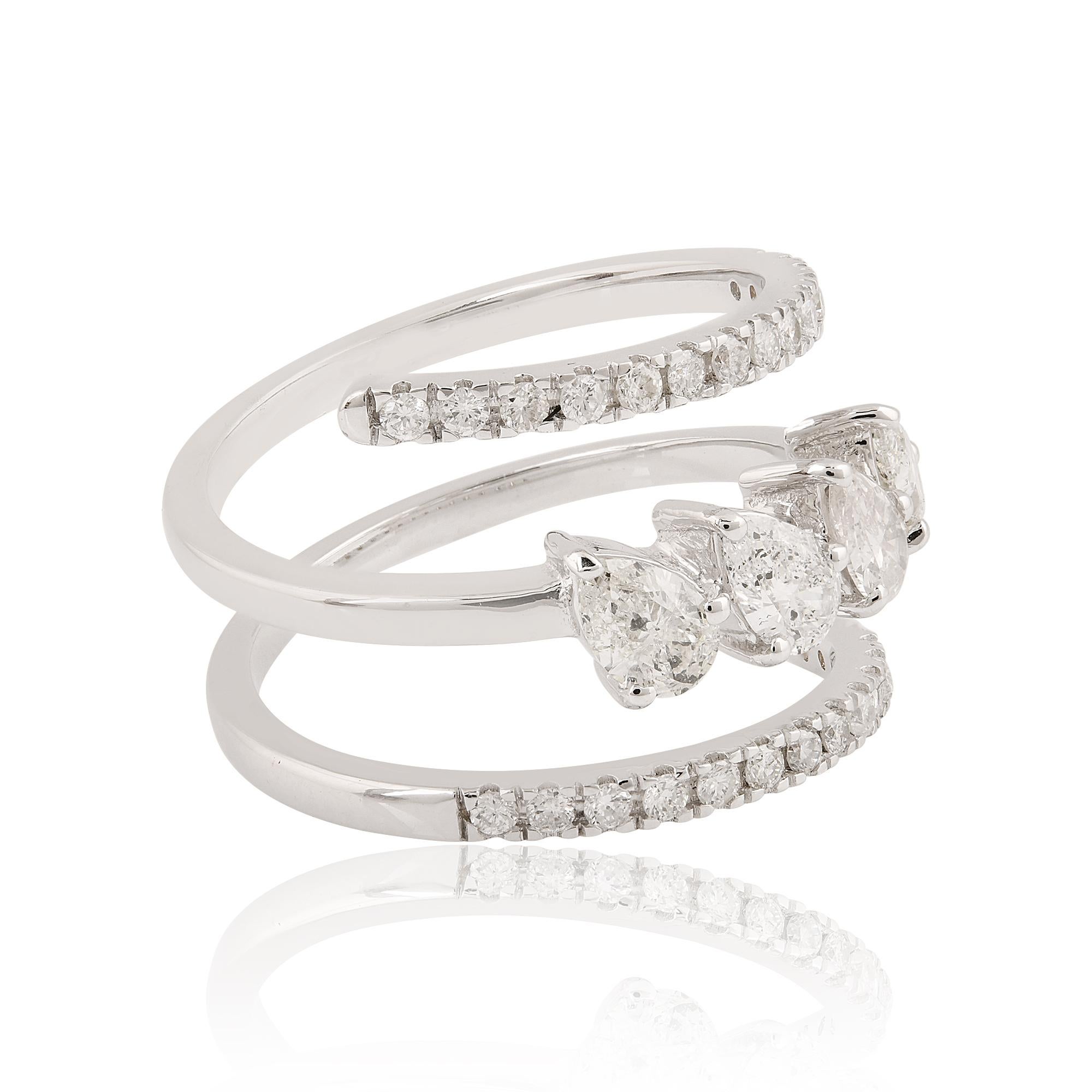 in vendita:  Anello a spirale con diamante naturale da 1,03 carati SI Clarity HI Color Oro bianco 18 carati 14