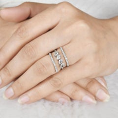 1.03 Carat SI Clarity HI Color Natural Diamond Spiral Ring 18 Karat White Gold