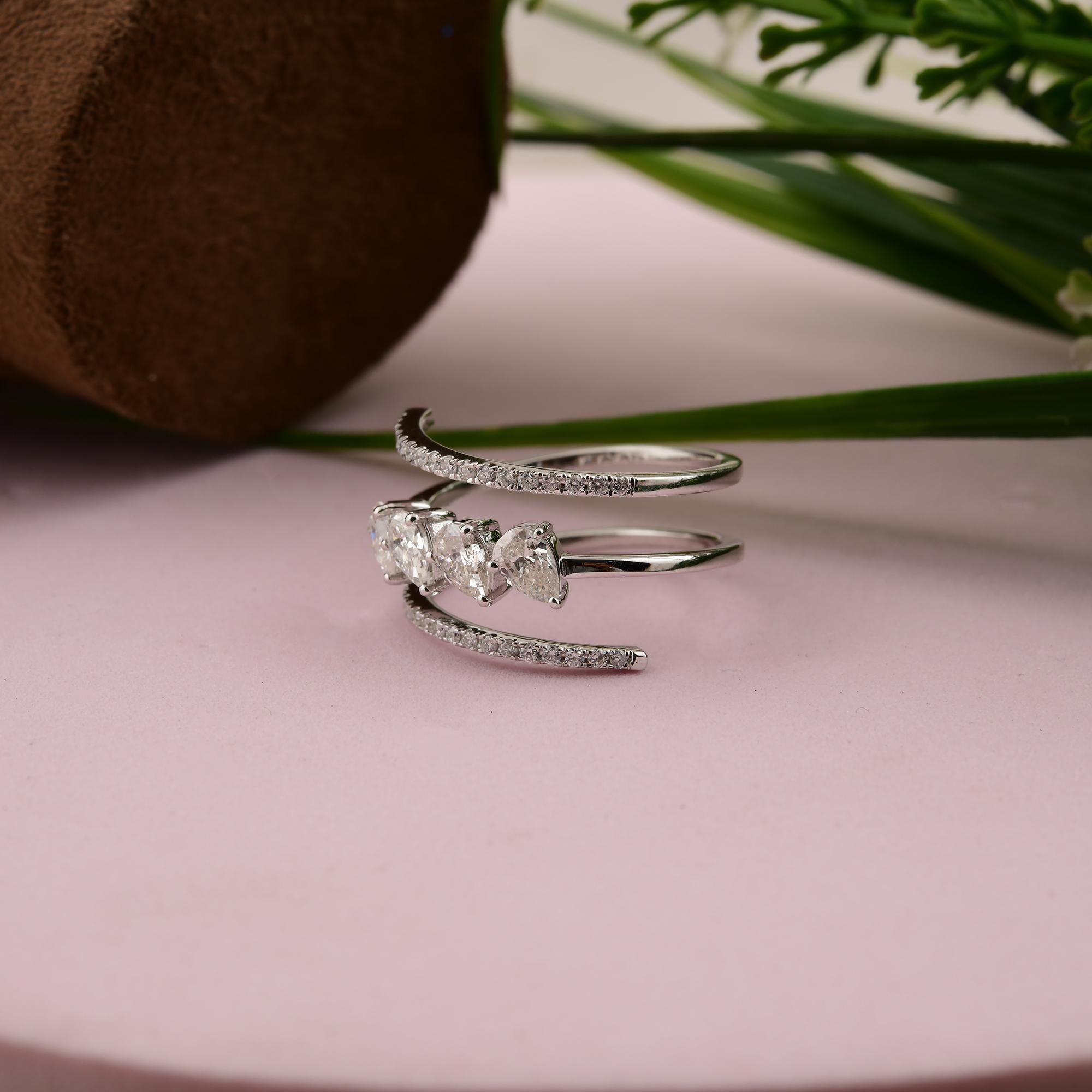 in vendita:  Anello a spirale con diamante naturale da 1,03 carati SI Clarity HI Color Oro bianco 18 carati 8