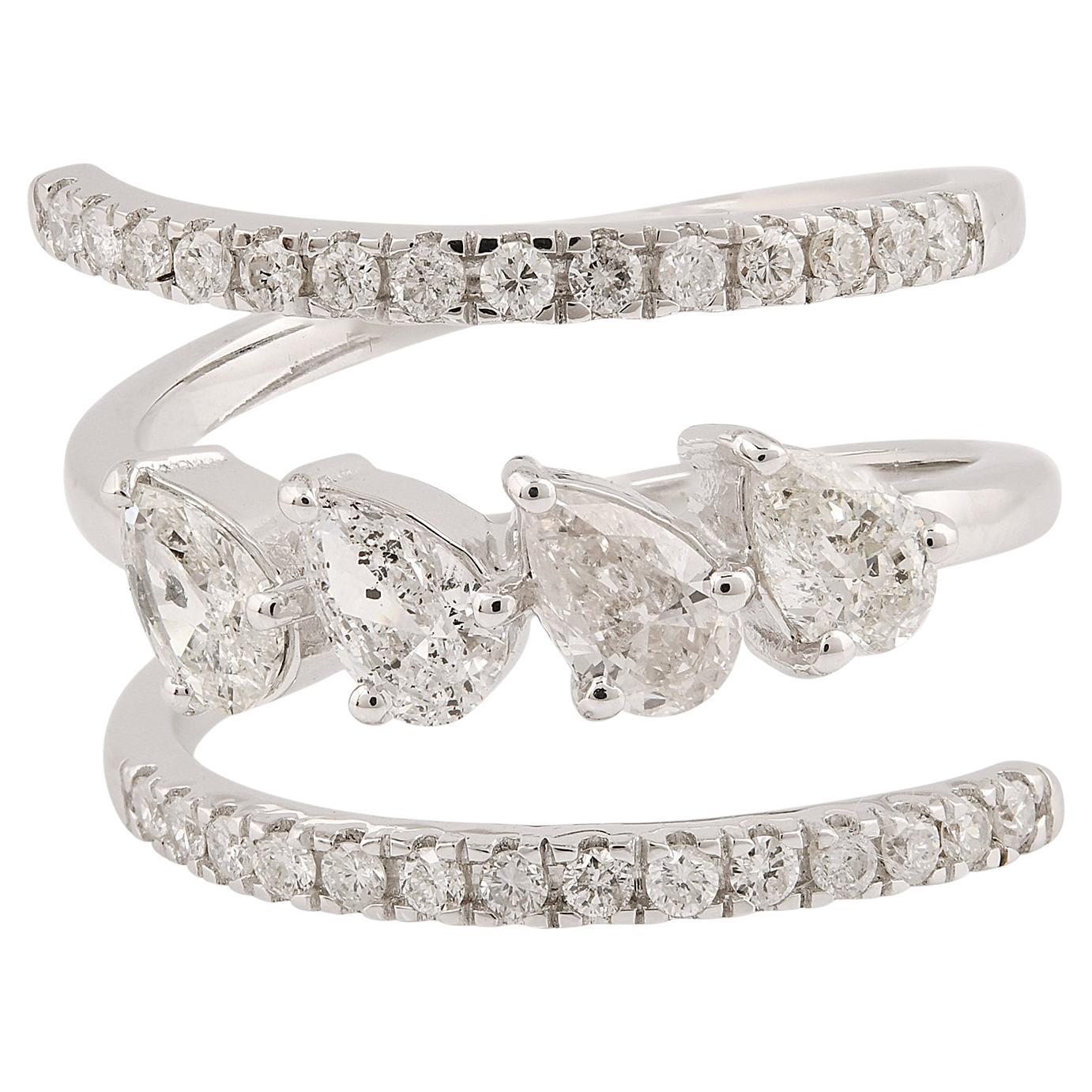 Anello a spirale con diamante naturale da 1,03 carati SI Clarity HI Color Oro bianco 18 carati