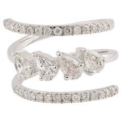 Anello a spirale con diamante naturale da 1,03 carati SI Clarity HI Color Oro bianco 18 carati