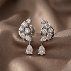 1,03 quilates SI Claridad HI Color Pendientes de diamantes pera Joyas de oro blanco de 14 quilates