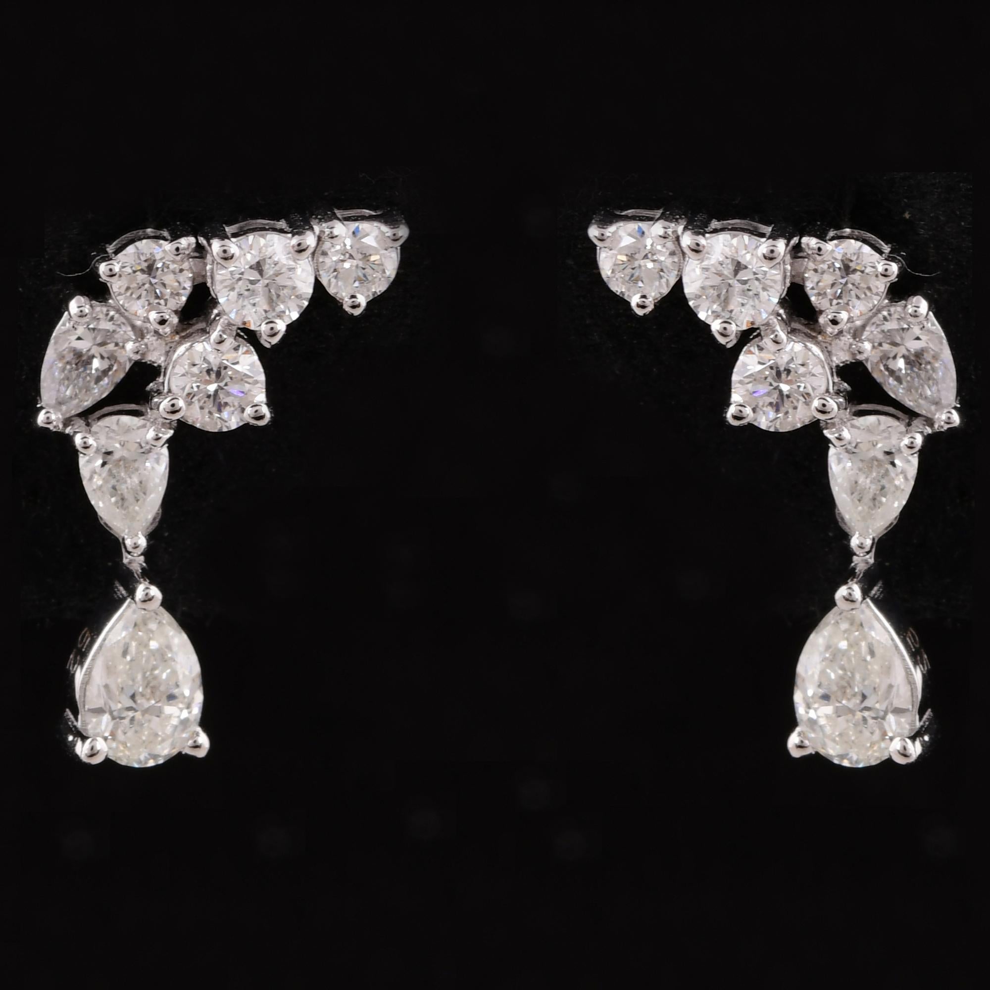 1,03 quilates SI Claridad HI Color Pendientes de diamantes pera Joyas de oro blanco de 14 quilates Corte pera en venta