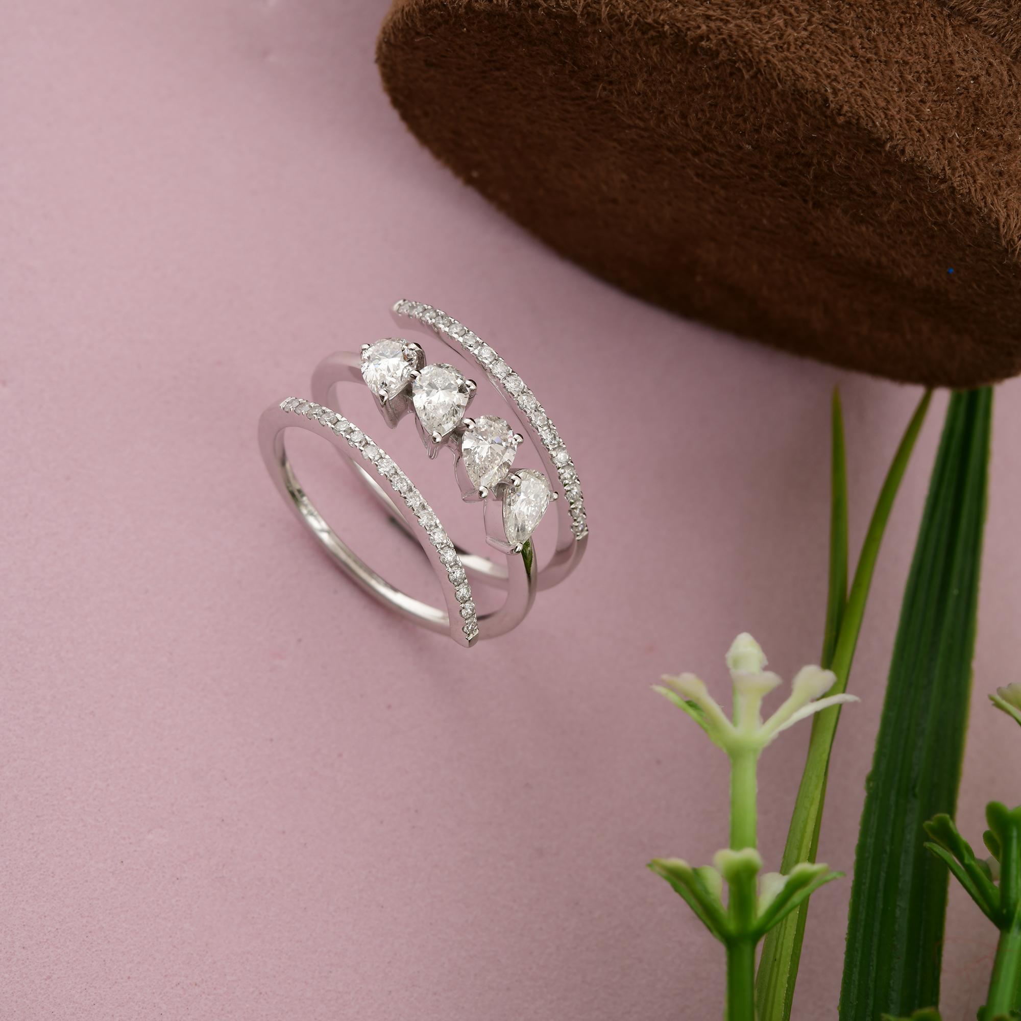 in vendita:  Anello con diamante a pera da 1,03 carati SI Clarity HI Color Gioielli in oro bianco 18 carati 10