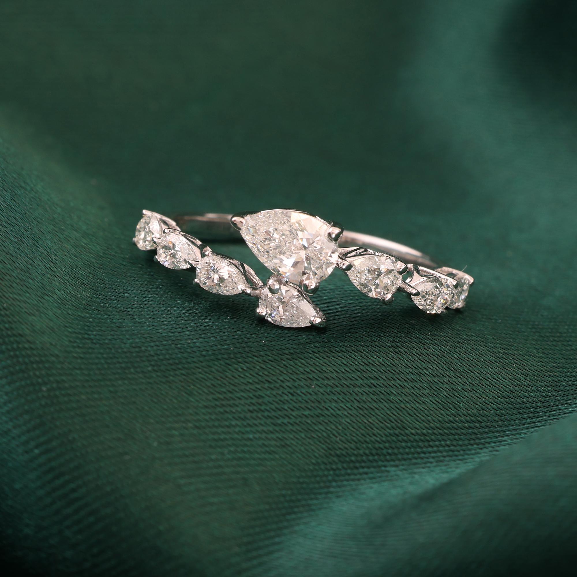 1,03 Karat SI Reinheit HI Farbe Birnen-Diamantring 18 Karat Weißgold Schmuckstück (Moderne) im Angebot