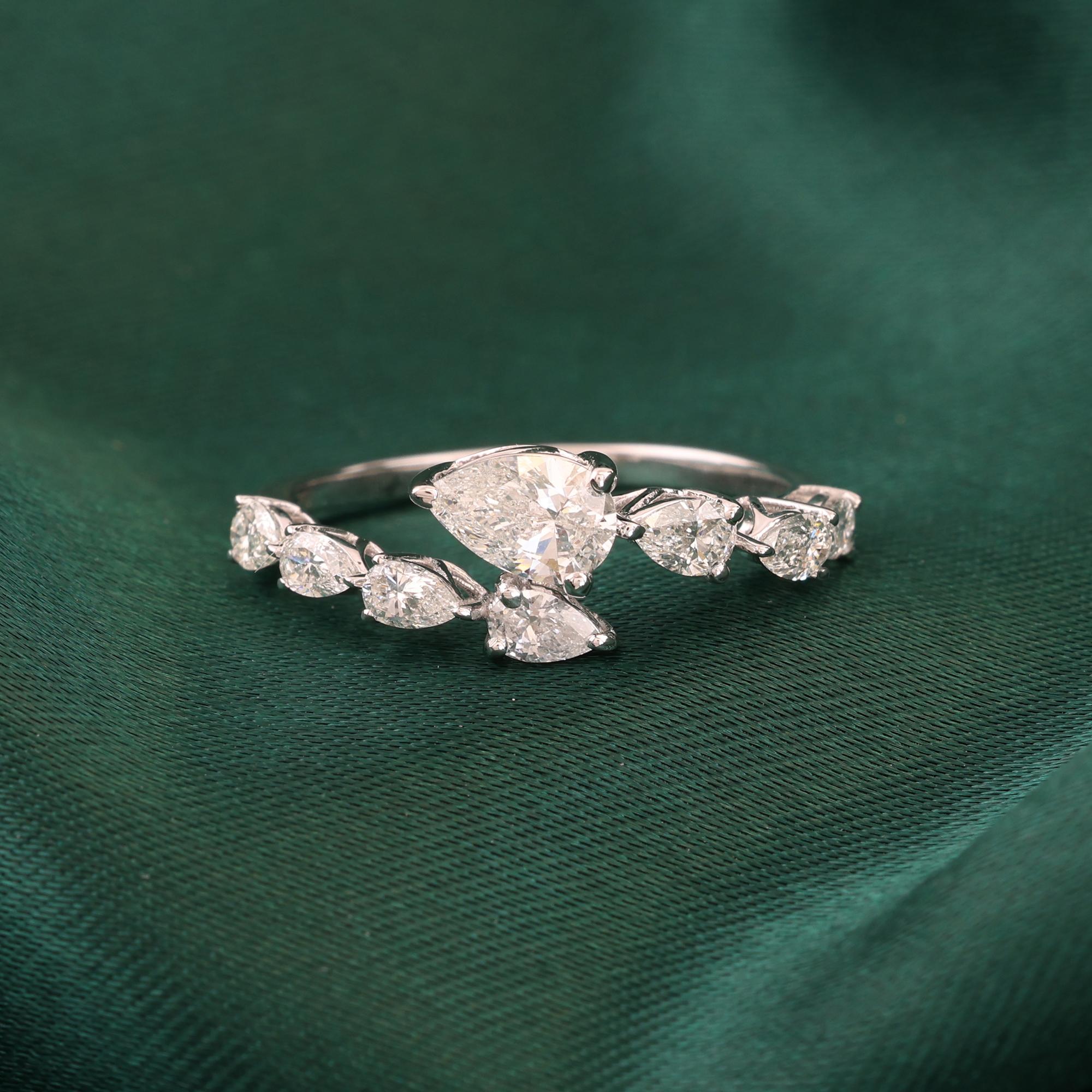 1,03 Karat SI Reinheit HI Farbe Birnen-Diamantring 18 Karat Weißgold Schmuckstück (Tropfenschliff) im Angebot