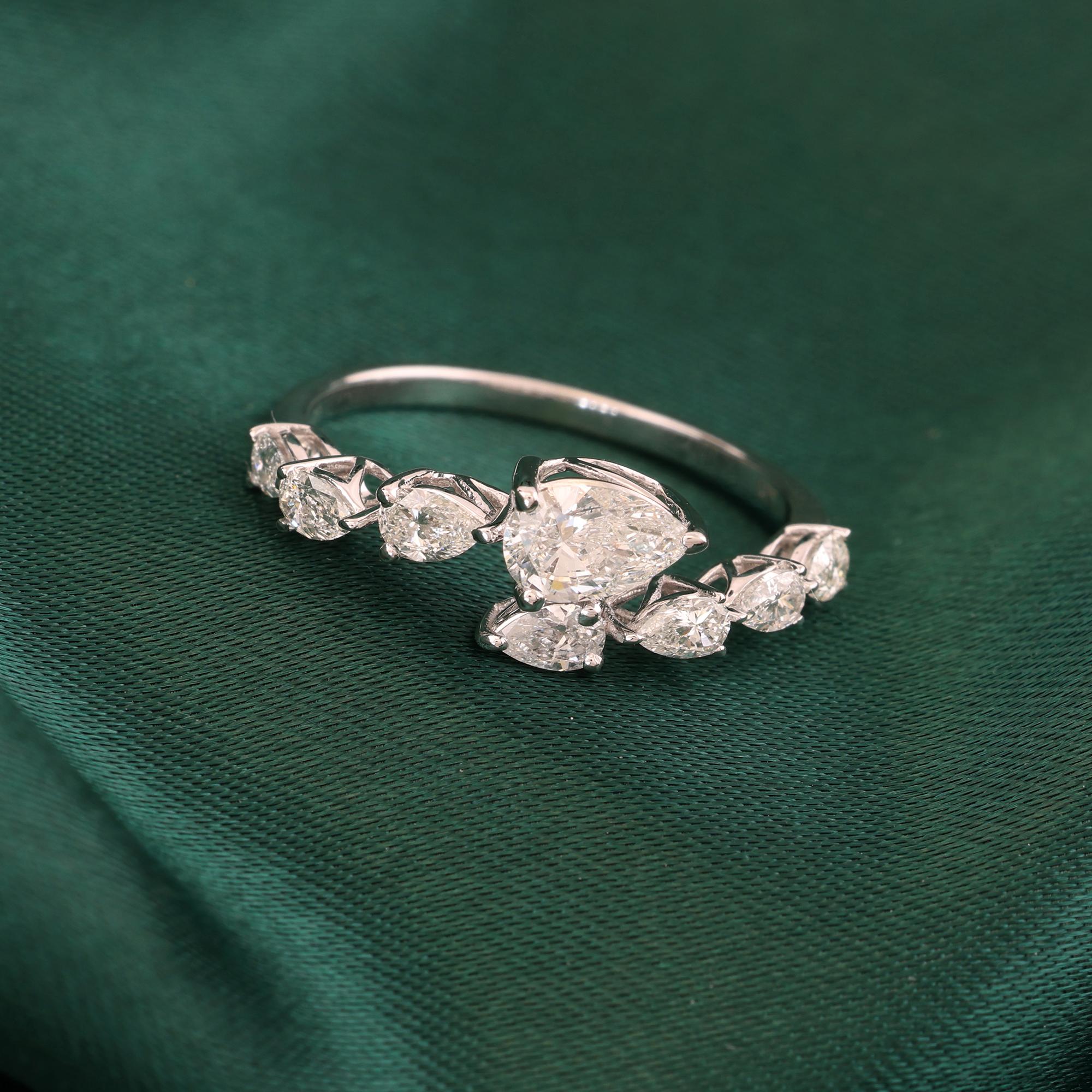 1,03 Karat SI Reinheit HI Farbe Birnen-Diamantring 18 Karat Weißgold Schmuckstück im Zustand „Neu“ im Angebot in Diera, AE