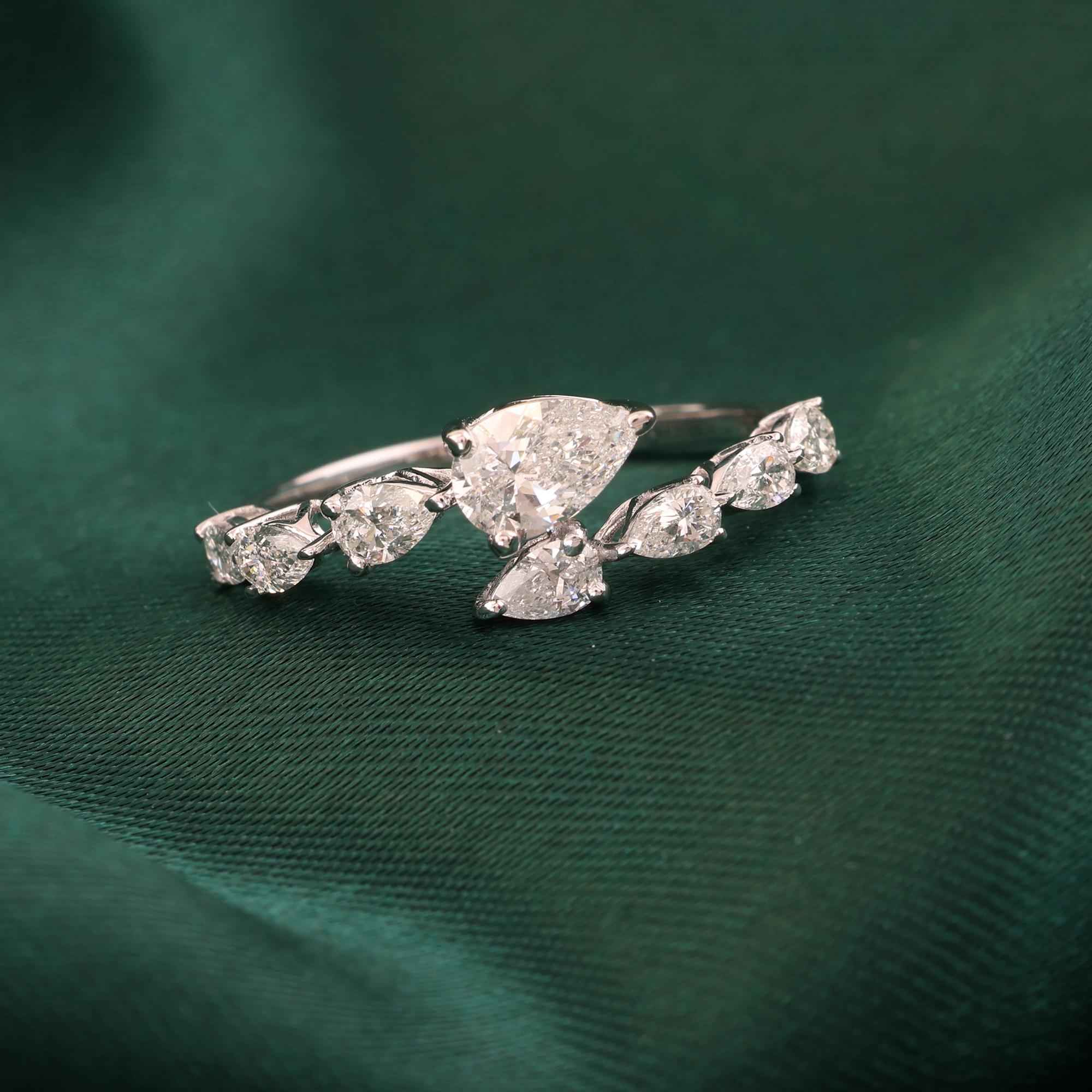 1,03 Karat SI Reinheit HI Farbe Birnen-Diamantring 18 Karat Weißgold Schmuckstück Damen im Angebot