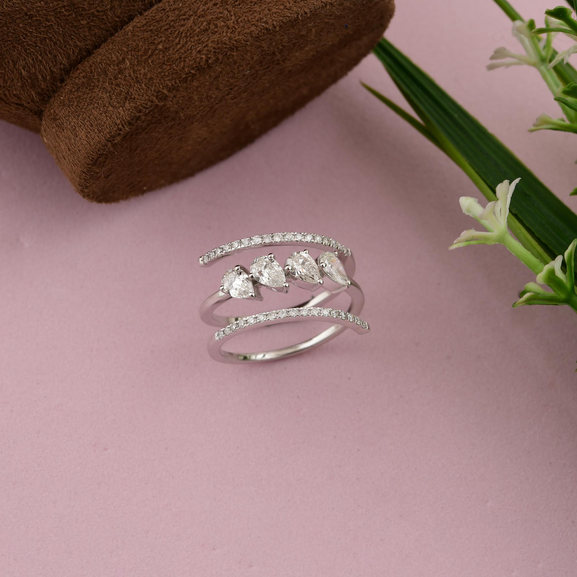 in vendita:  Anello con diamante a pera da 1,03 carati SI Clarity HI Color Gioielli in oro bianco 18 carati 7