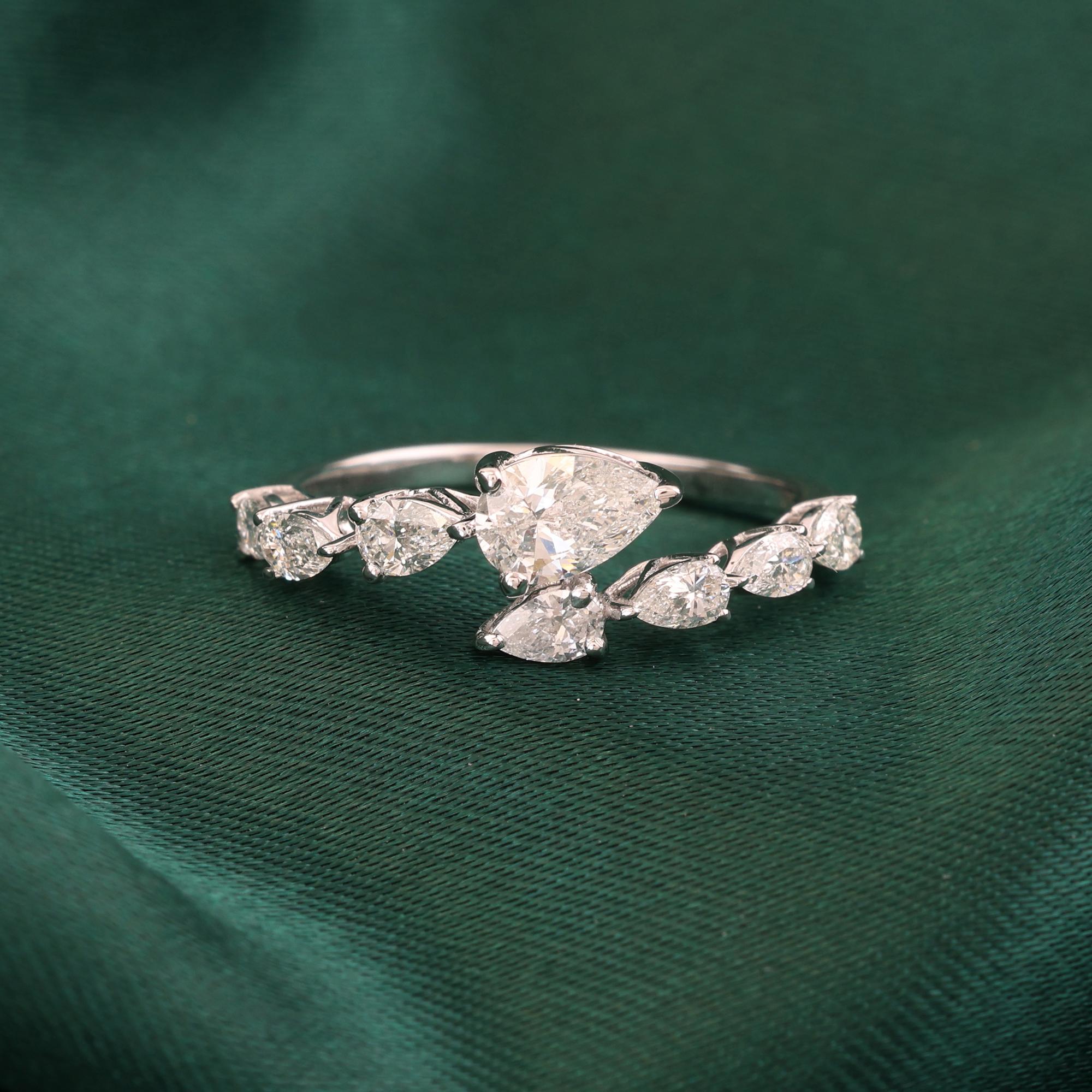 1,03 Karat SI Reinheit HI Farbe Birnen-Diamantring 18 Karat Weißgold Schmuckstück im Angebot 1