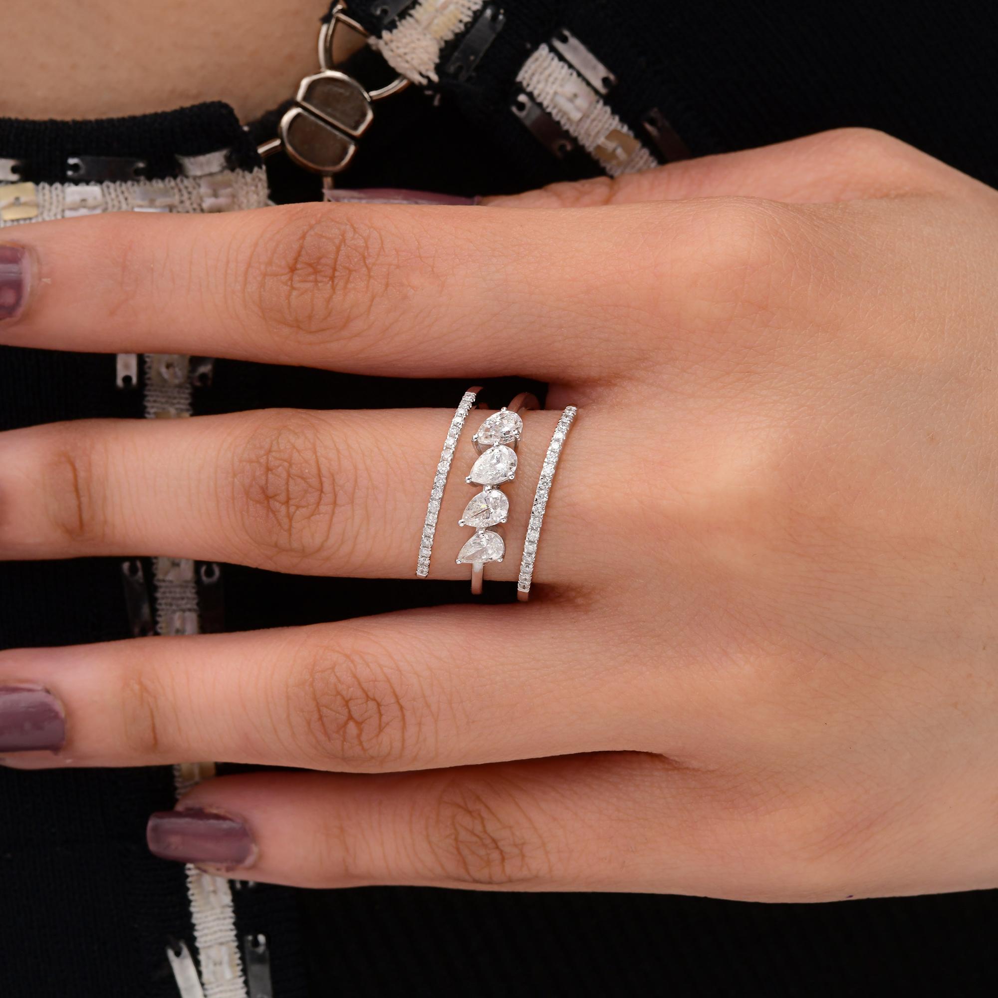 in vendita:  Anello con diamante a pera da 1,03 carati SI Clarity HI Color Gioielli in oro bianco 18 carati 8