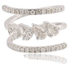 1.03 Carat SI Clarity HI Color Pear Diamond Ring 18 Karat White Gold Jewelry
