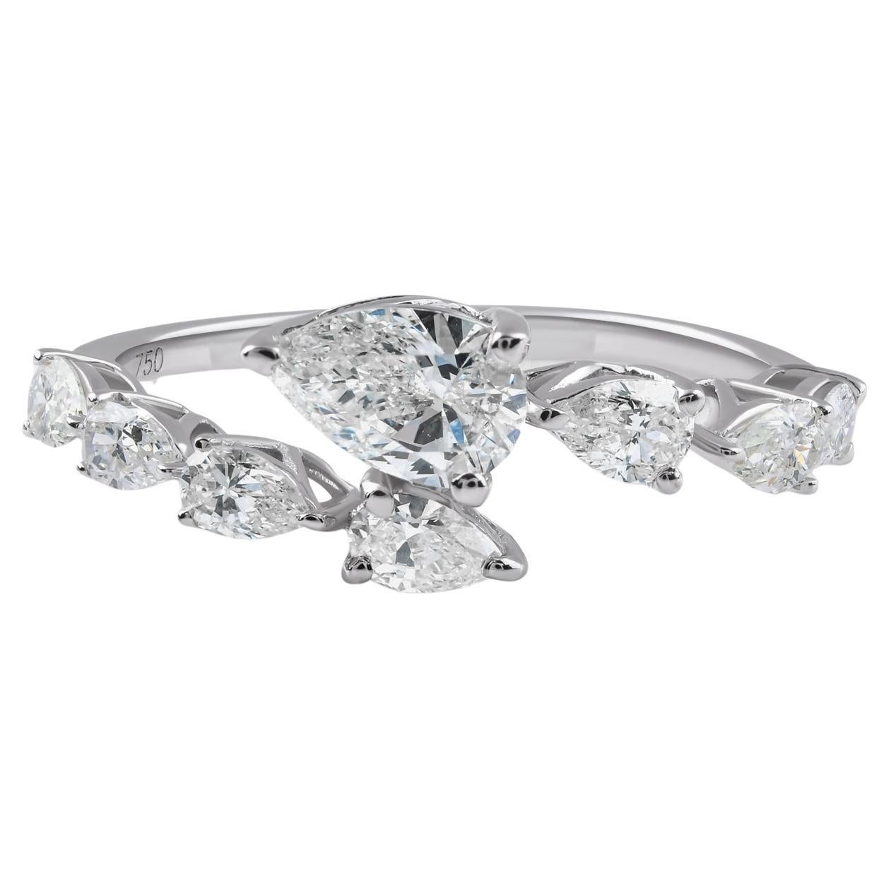 Anello con diamante a pera da 1,03 carati SI Clarity HI Color Gioielli in oro bianco 18 carati