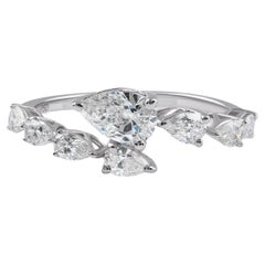 Anello con diamante a pera da 1,03 carati SI Clarity HI Color Gioielli in oro bianco 18 carati