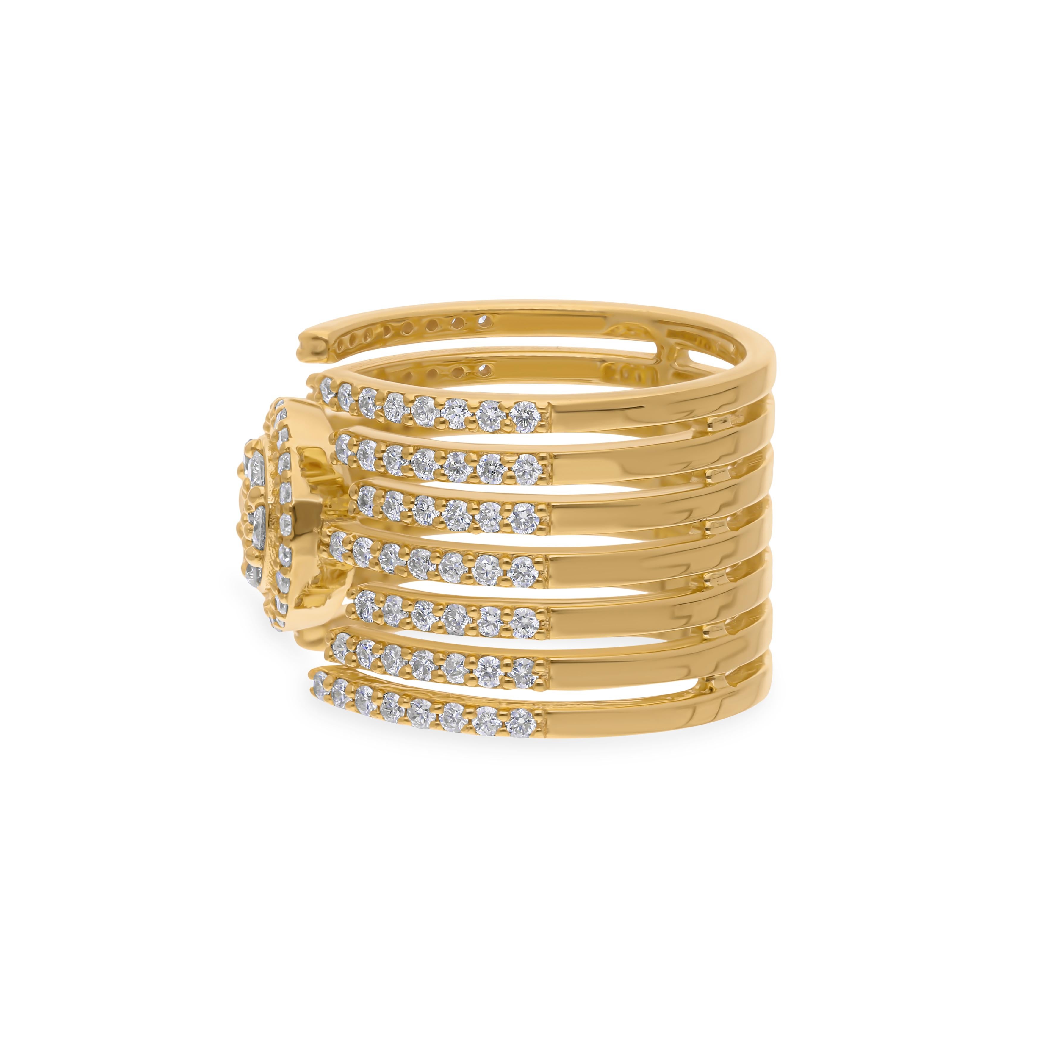 1,03 quilates SI Claridad HI Color Anillo de diamantes redondo Joyas de oro amarillo de 14 quilates en Nuevo estado para la venta en Diera, Dubai