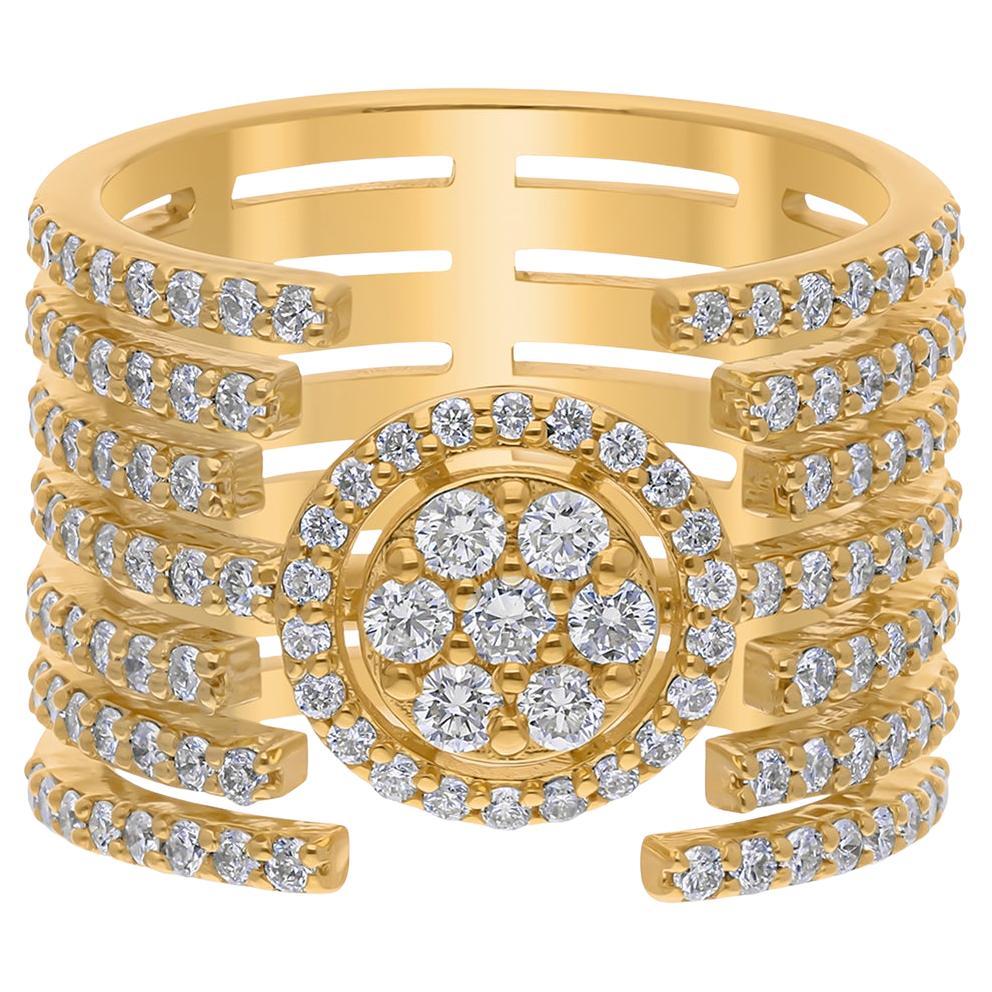 1.03 Carat SI Clarity HI Color Round Diamond Ring 18 Karat Yellow Gold Jewelry