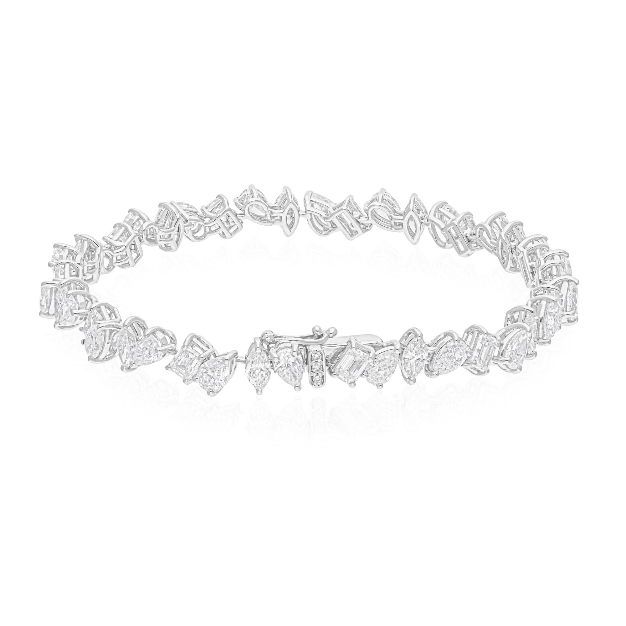 10,3 Karat SI/H Brillantschliff Diamant-Tennisarmband 14 Karat Weißgold im Zustand „Neu“ im Angebot in Diera, Dubai