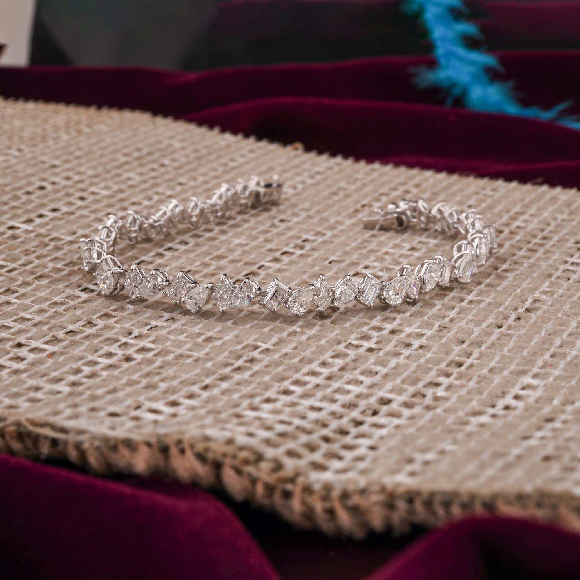 10,3 Karat SI/H Brillantschliff Diamant-Tennisarmband 14 Karat Weißgold Damen im Angebot