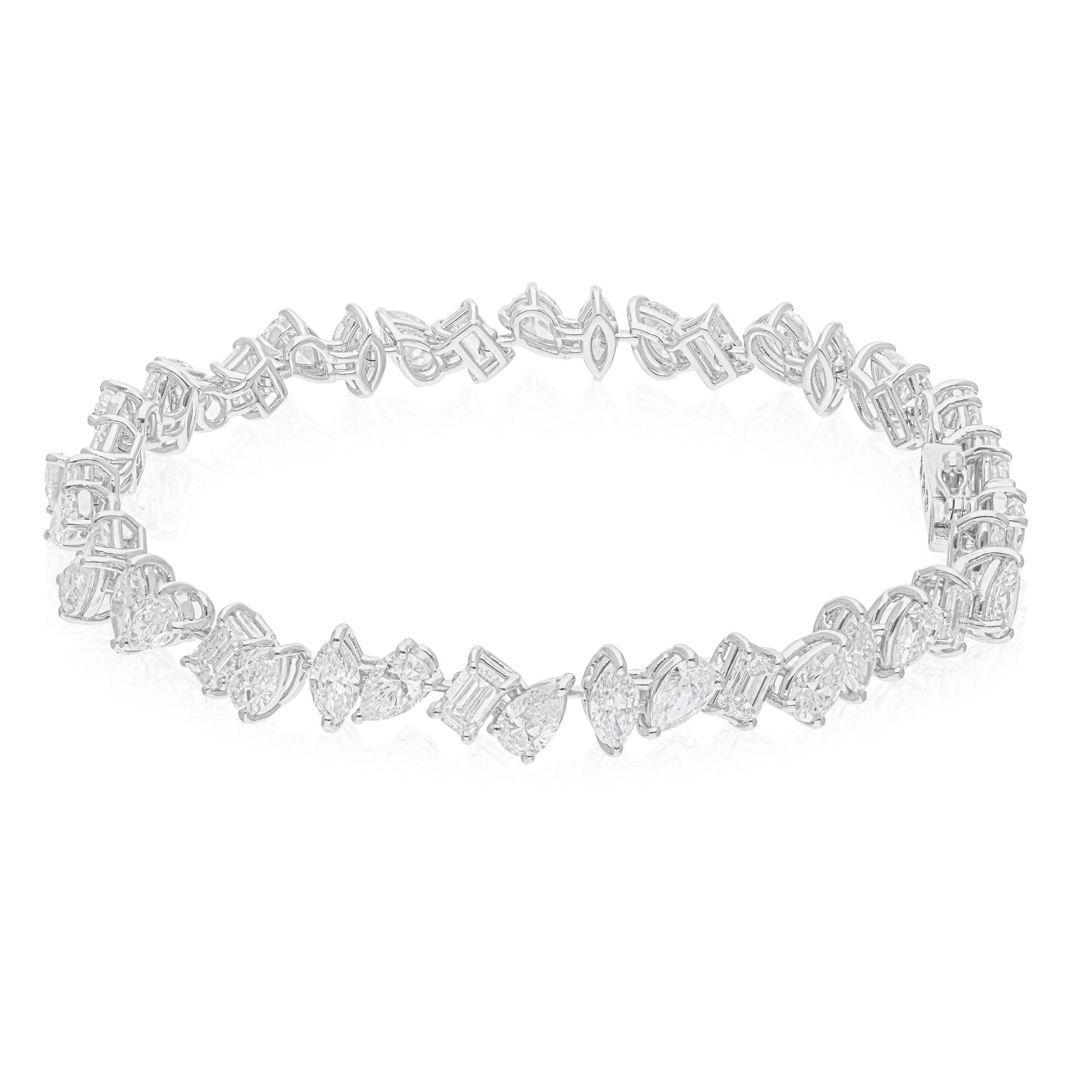 10,3 Karat SI/H Brillantschliff Diamant-Tennisarmband 18 Karat Weißgold (Gemischter Schliff) im Angebot