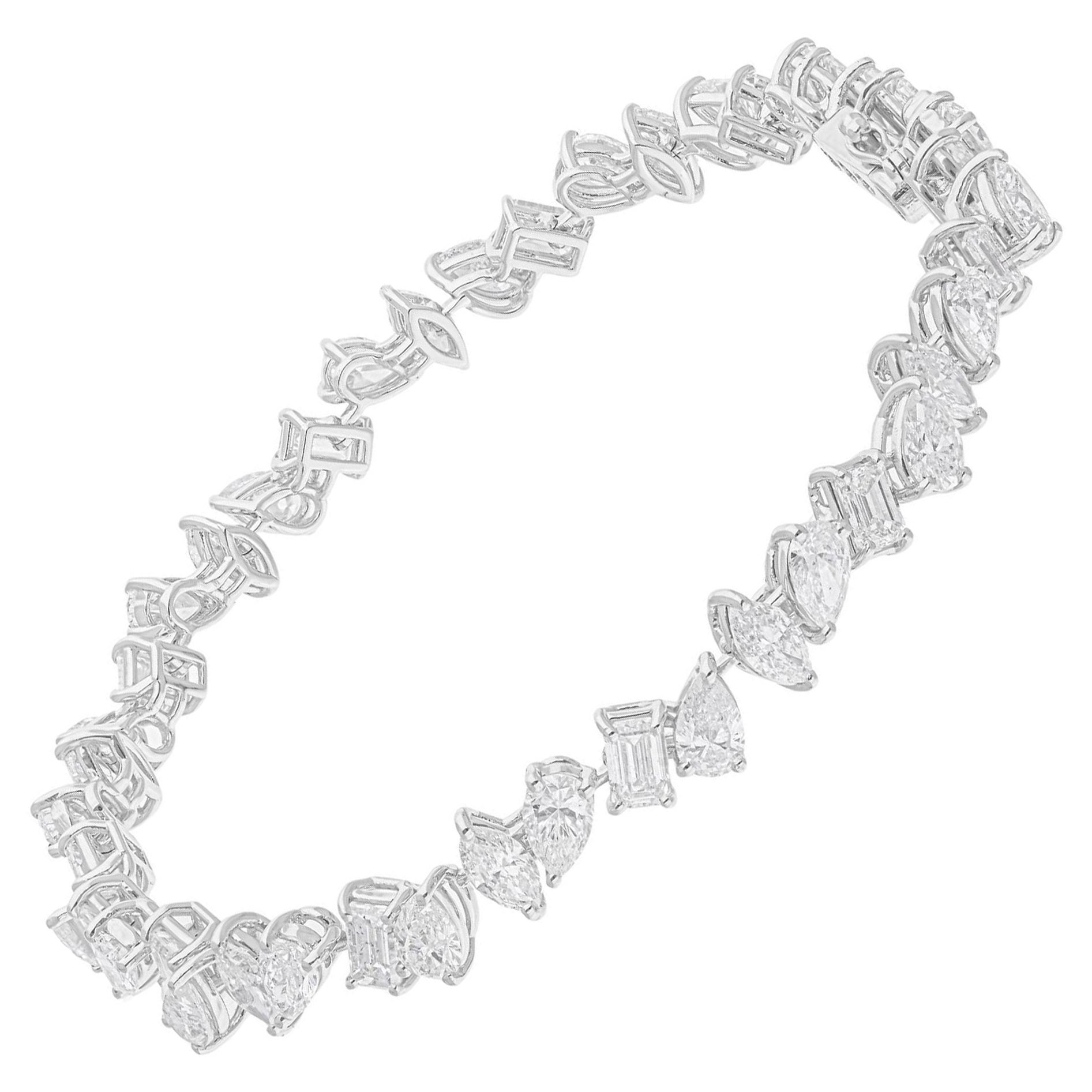 Brazalete de tenis con diamantes talla brillante SI/H de 10,3 quilates y oro blanco de 18 quilates