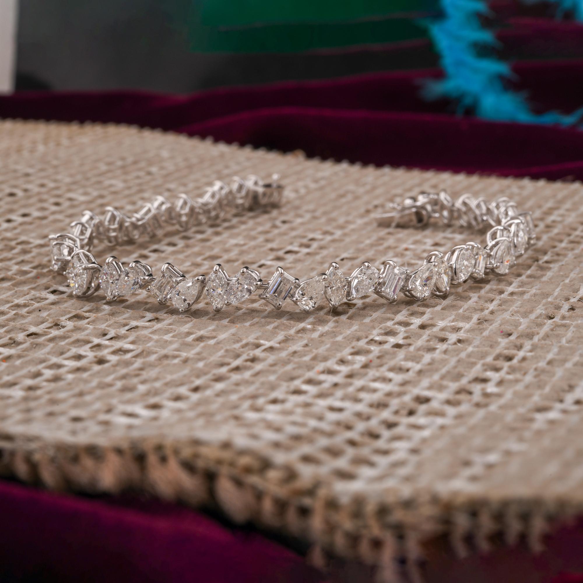 Emerald Cut 10.3 Carat SI/H Multi Brilliant Cut Diamond Bracelet 18 Karat White Gold Jewelry For Sale
