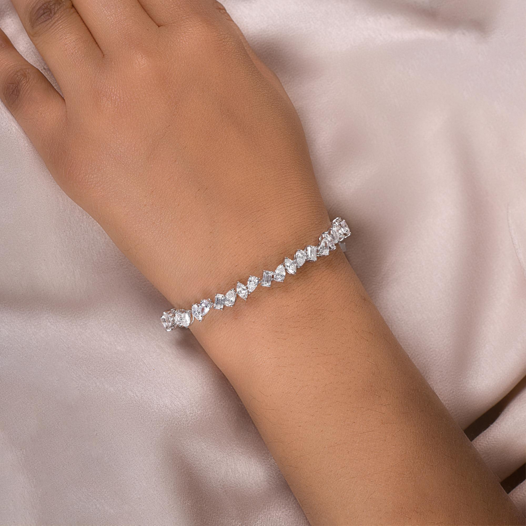 10.3 Carat SI/H Multi Brilliant Cut Diamond Bracelet 18 Karat White Gold Jewelry For Sale 1