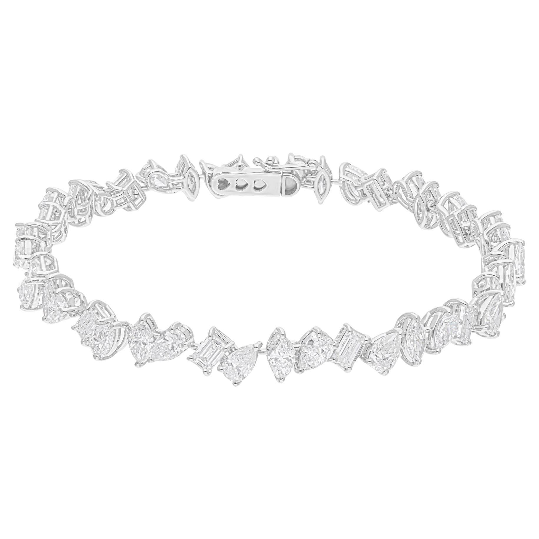 10.3 Carat SI/H Multi Brilliant Cut Diamond Bracelet 18 Karat White Gold Jewelry