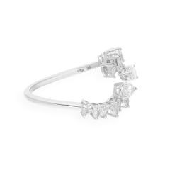 1.03 Carat SI/H Pear Diamond Cuff Ring 14 Karat White Gold Handmade Jewelry