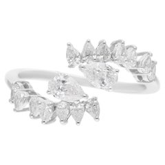 1.03 Karat SI/H Birnenförmiger Diamant-Manschettenring 14 Karat Weißgold Handgefertigter Schmuck