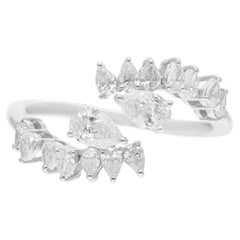 Bague manchette en or blanc 18 carats avec diamant poire de 1,03 carat SI/H, faite à la main