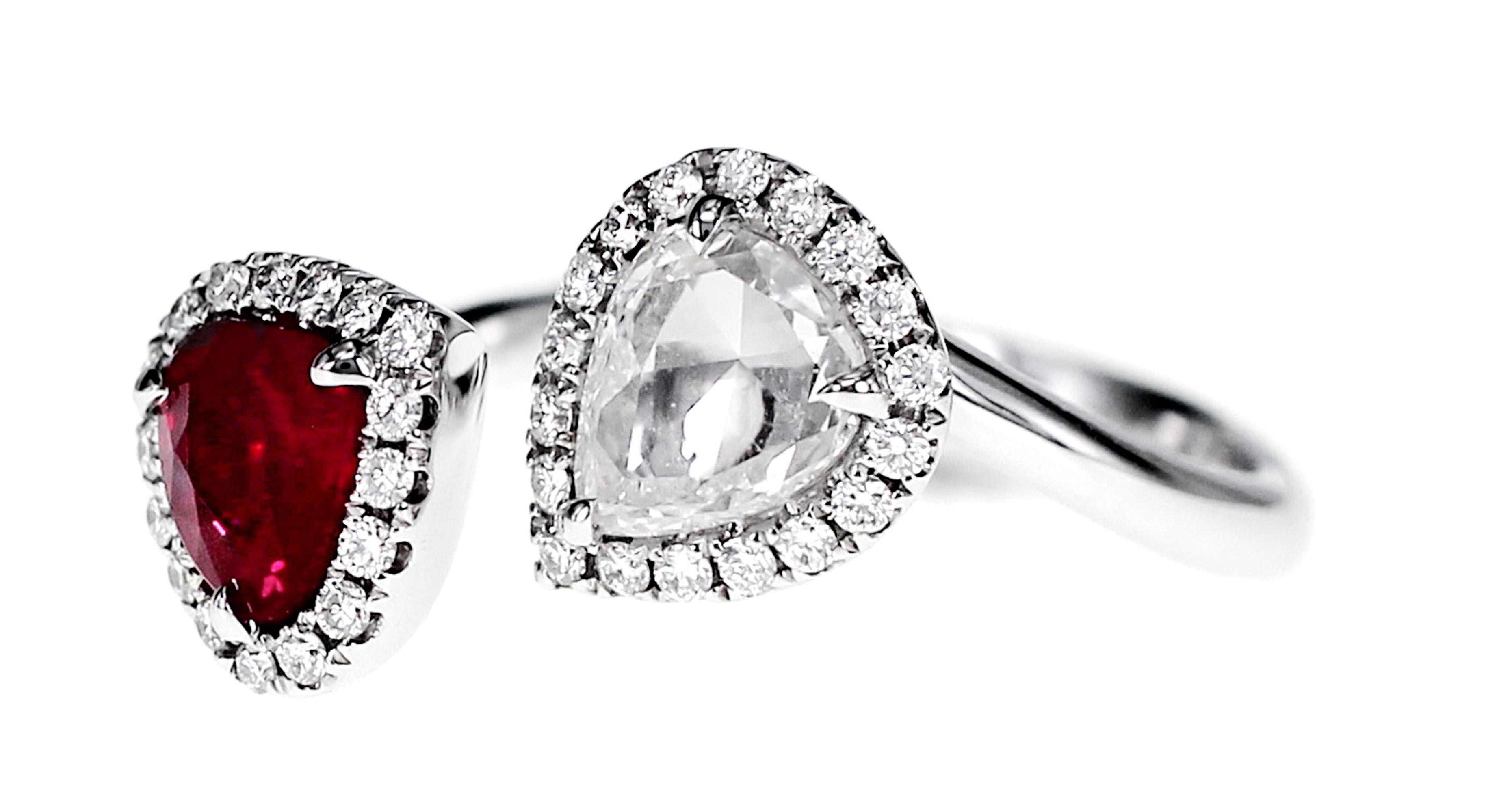 Les détails de l'anneau sont mentionnés ci-dessous :
Rubis - 1,03 carats
Diamant blanc - 0,97 carats.
Taille de l'anneau : US 6.5
La taille de l'anneau peut être modifiée sur demande.