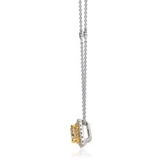 1.03 Carat Yellow Diamond 18 Karat Two-Tone Gold Pendant Necklace