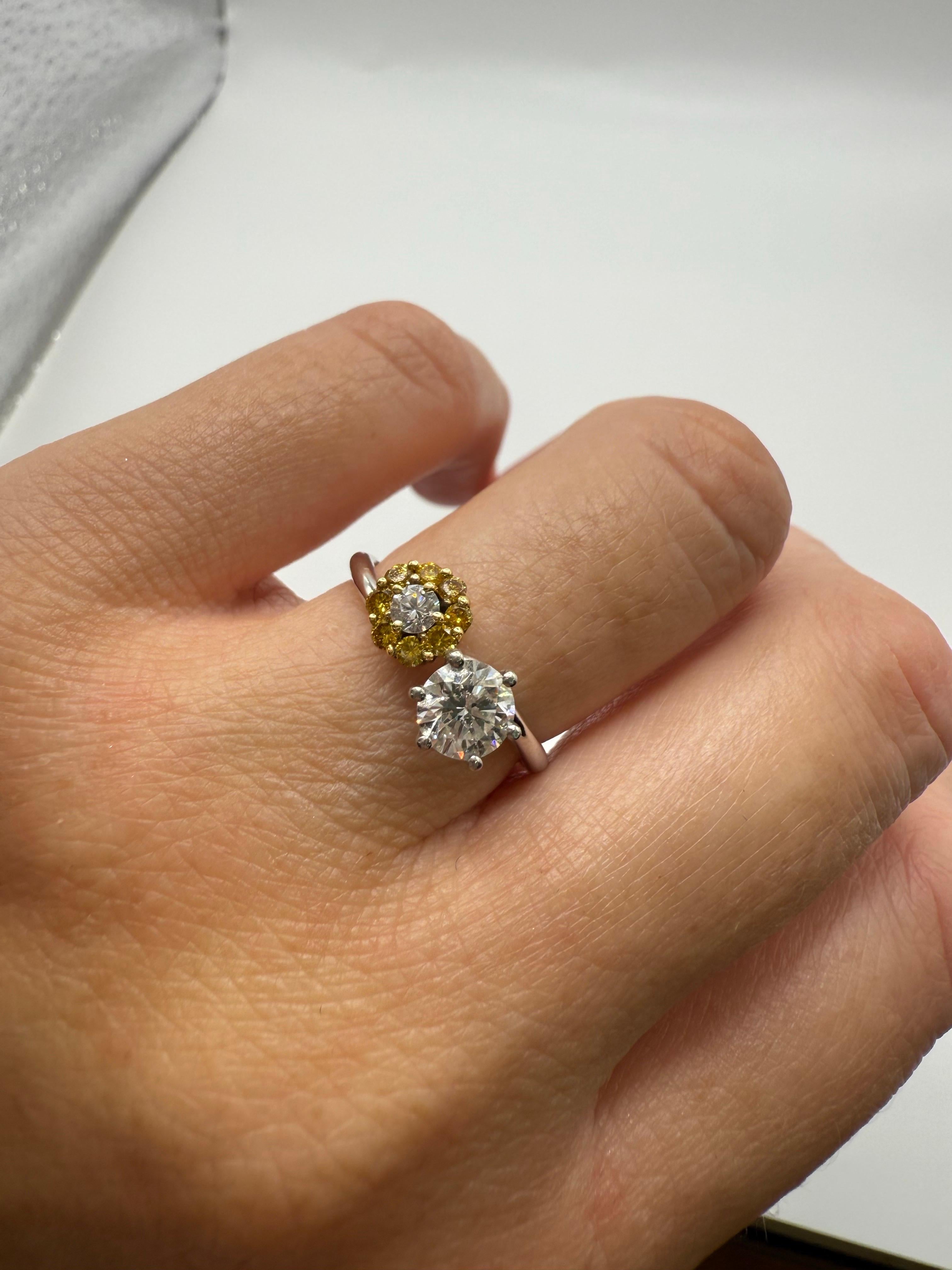 1,03 quilates Anillo Diamante Floral Anillo Moi Et Toi 18KT Corte redondo en venta