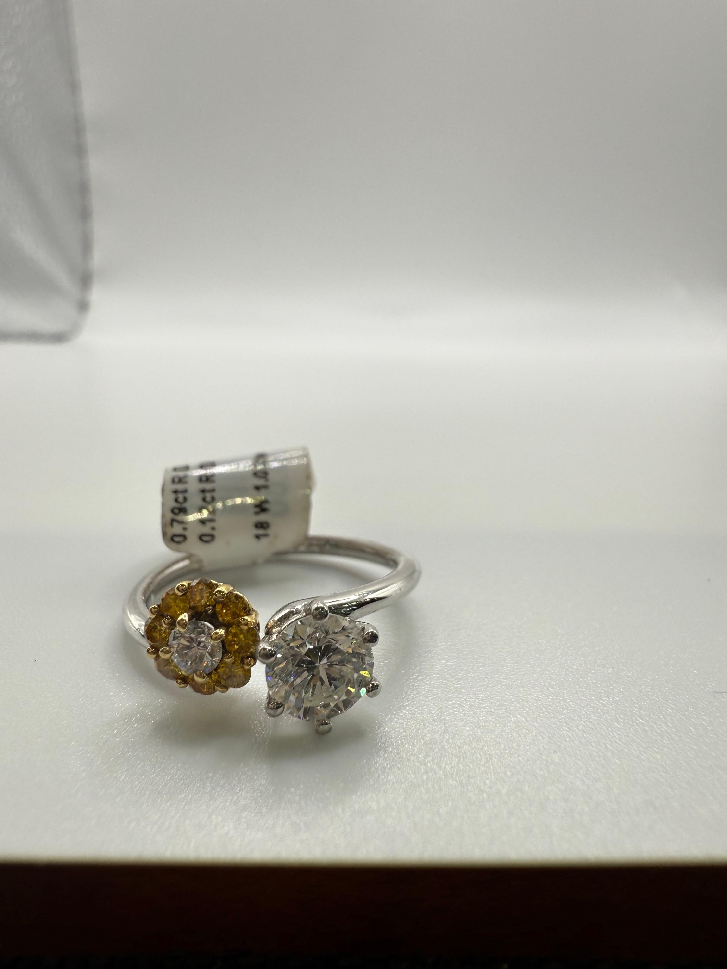 Femenino o masculino 1,03 quilates Anillo Diamante Floral Anillo Moi Et Toi 18KT en venta