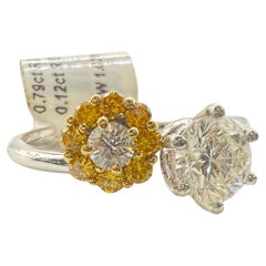 1.03 carats Floral Diamond ring Moi Et Toi ring 18KT