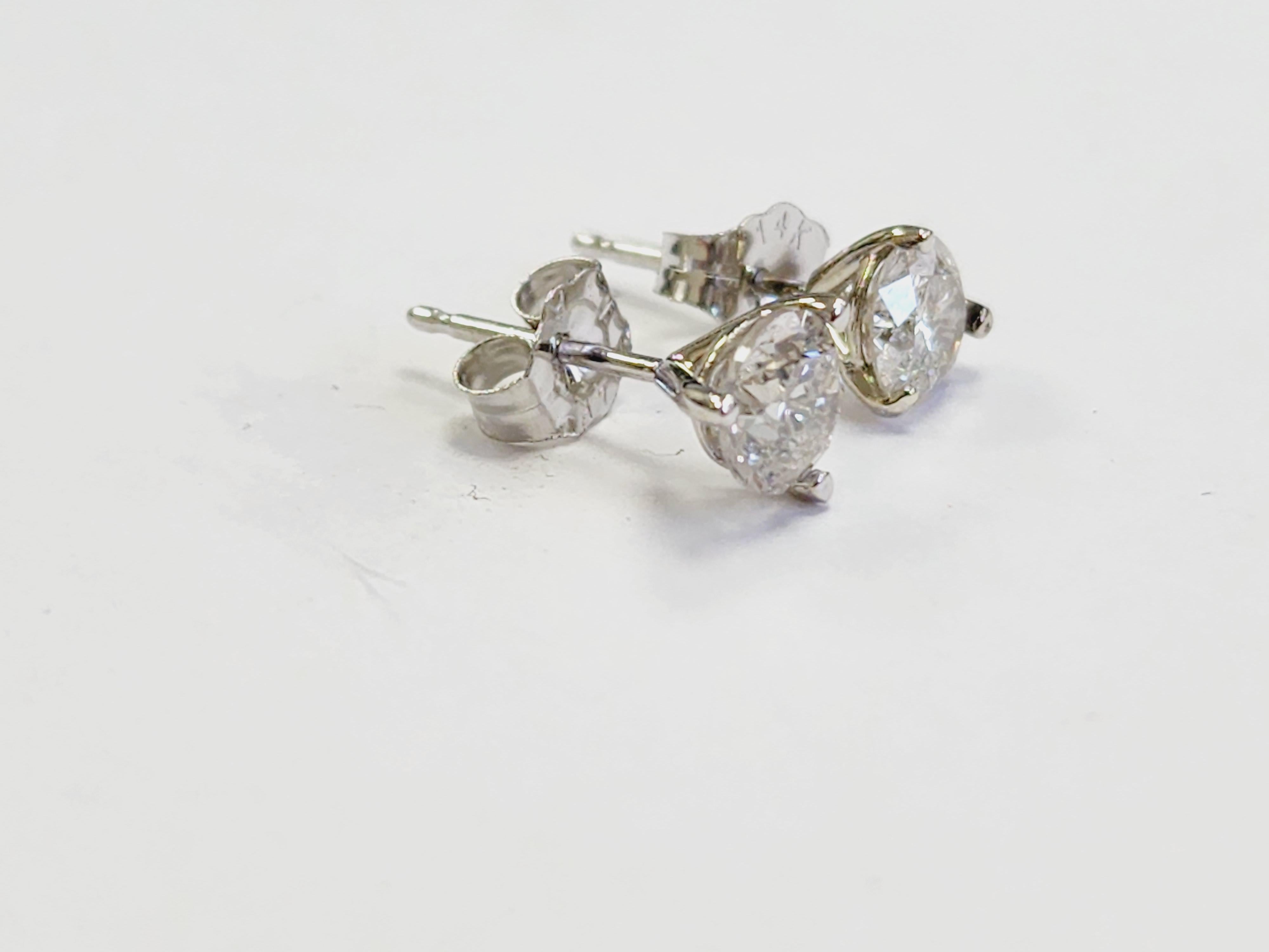 1,03 Karat natürliche runde Diamant-Ohrstecker aus Weißgold 14 Karat für Damen oder Herren